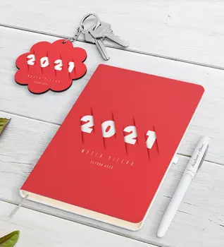 

Personalized 2021 Happy birthday White Notebook Pen and Keychain Gift Seti-1