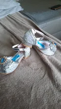 Disney-sandalias de princesa Frozen 2 para niñas, zapatos de cristal, tacón alto, pasarela, espectáculo
