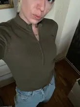 Aproms-suéter de punto con cremallera para mujer, Jersey CORTO BÁSICO liso con cuello alto y cremallera frontal, ropa de moda para primavera e invierno, Top 2021