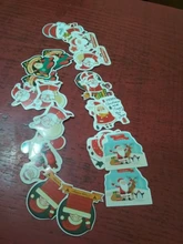 48 unids/caja de Navidad decorativos etiqueta feliz Santa Claus pegatinas en forma para bricolaje Scrapbook decoración de álbumes y diarios de papelería