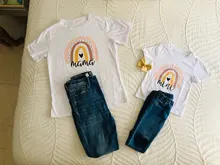 Camiseta a juego con estampado de Arco Iris para madre e hija, camiseta de manga corta con apariencia familiar, ropa de madre e hija, 1 unidad