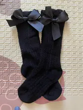 Calcetines de algodón con lazo para bebé y niña, medias transpirables antideslizantes para recién nacidos, calcetines de niñas bebé de 0 a 3 años, material barato