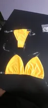 Nuevo verano Mujer tiras transparentes de cuello Halter sólida de Micro Tanga Set de Sujetador Bikini Sexy Tanga Push up traje de baño