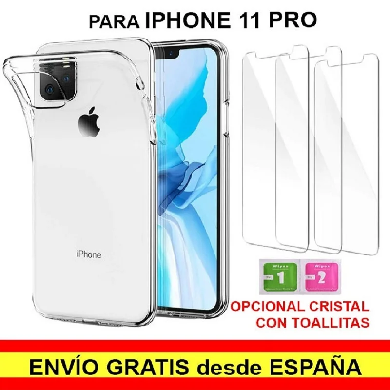 Гелевый Чехол-подставка из ТПУ, совместимый с IPhone 11 Pro(5,"), высококачественное закаленное стекло. Отправку из Испании