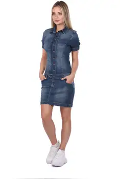 

Blue White Women Jeans Dress
