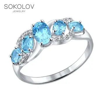 

Sokolov ring in silver with Topaz and cubic zirconia, fashion jewelry, 925, women's male