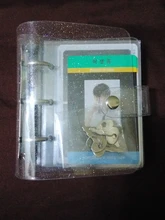 MINKYS Kawaii brillante Mini Bling bolsillo 3 Ring Binder diario cuaderno diario del programa DIY libro de fotos coreano papelería de la escuela