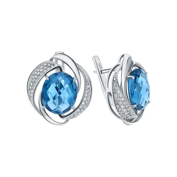 

Silver earrings with Topaz and cubic zirconia sunlight sample 925