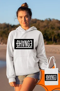 

Angemiel Wear Reverse Change White Women 'S Hooded Sweatshirt Bags Kombin