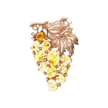 

Silver brooch with amber sunlight sample 925