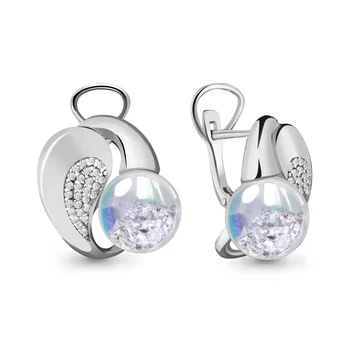 

Aquamarine earrings with cubic zirconia, 925 sterling silver