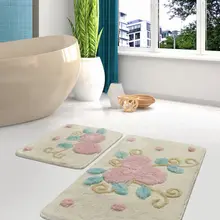 Коврики для ванной, Нескользящие, противоскользящие, жаровня, экрю, 2'Li, набор, 60X100 см-50X60 см