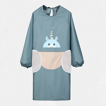 

ZVZHM Apron household kitchen women's long-sleeved waterproof and oil-proof waist belt sleeve gown for adults