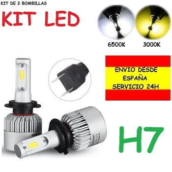 

Kit de LED H7 Carretera coche moto camion bombillas Luz de cruce corta o Larga 6500K o 3000K 12V - 24V