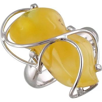 

Baltic patterns ring with silver Amber