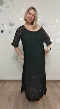 Robe Femme Maxi Long-Dress Crochet O-Neck Lace Party-Vestidos Women Summer 3/4-Sleeve