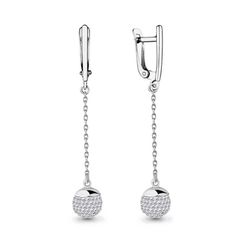 

Aquamarine long earrings with artificial inserts, 925 sterling silver