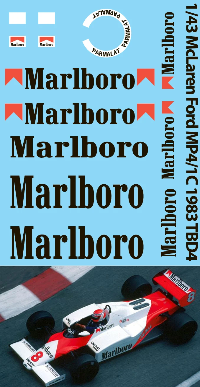 1/43 McLaren Ford MP4/1C наклейки TB TBD4 |