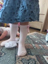 Calcetines de algodón suave para niños pequeños, pajarita grande chicas hasta la rodilla, largo, encaje, ropa de bebé, venta al por mayor