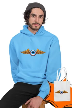 

Angemiel Wear Kantalı Eye Blue Men 'S Hooded Sweatshirt Bags Kombin