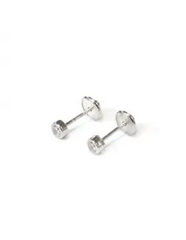 

Silver earrings Baby or girl Chaton 3 mm Round