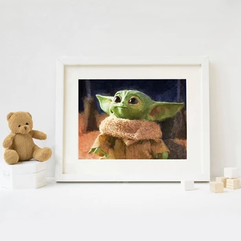 

Star Wars Movie Poster Baby Yoda Oil Painting Nursery Decor Mandalorian Wall Art Canvas Prints Wall Picture Kids Room Decoration
