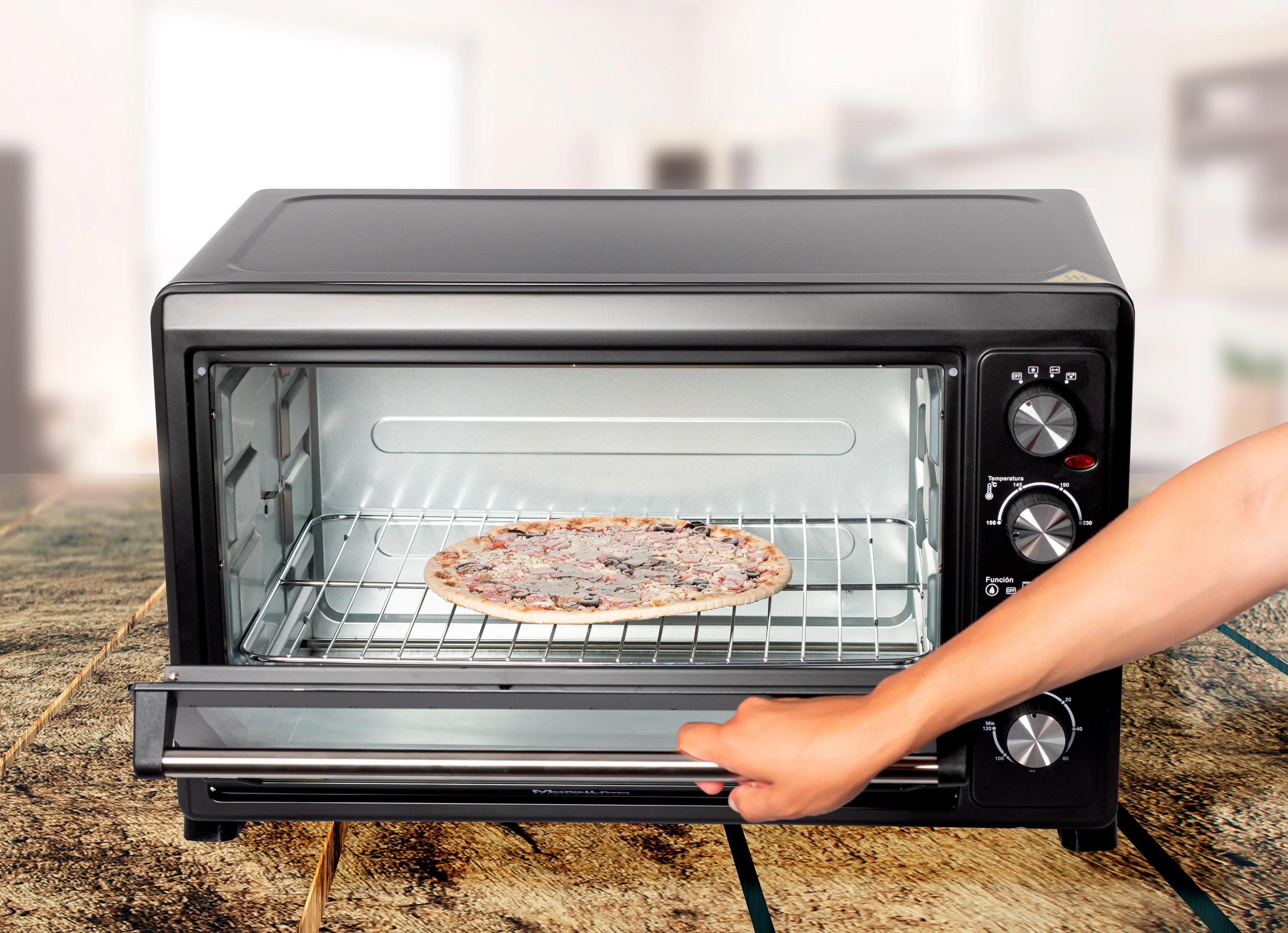 HORNO DE CONVECCION Y RUSTIPOLLO DE SOBREMESA 60 LITROS 2500W TEMPERATURA  AJUSTABLE 100º-230º TEMPORIZADOR 120 MINUTOS 6 FUNCIONES ACCESORIOS