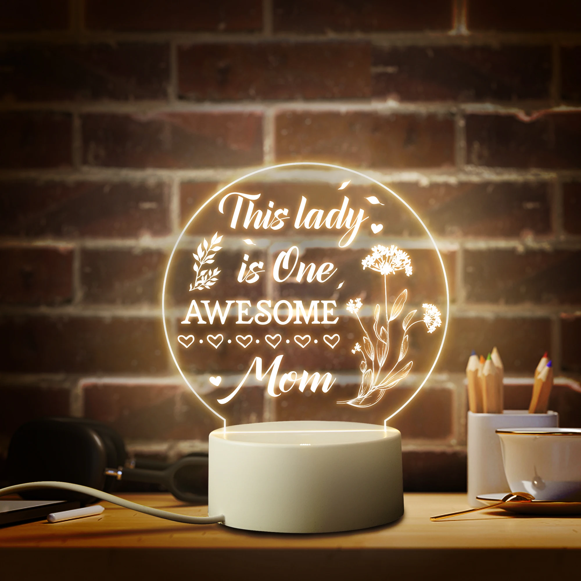 Surprised Night Light Gift for Daddy Mommy Personalized Birthday Holiday Present Fancy Lighting Family Bedroom Decorative  Lamp night light for bedroom Night Lights