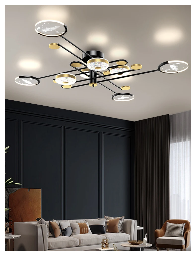 chandeliers Modern LED Chandelier For Living Room Bedroom Dining Room Kitchen Ceiling Pendant Lamp Black Gold Design Remote Control Light home depot chandeliers