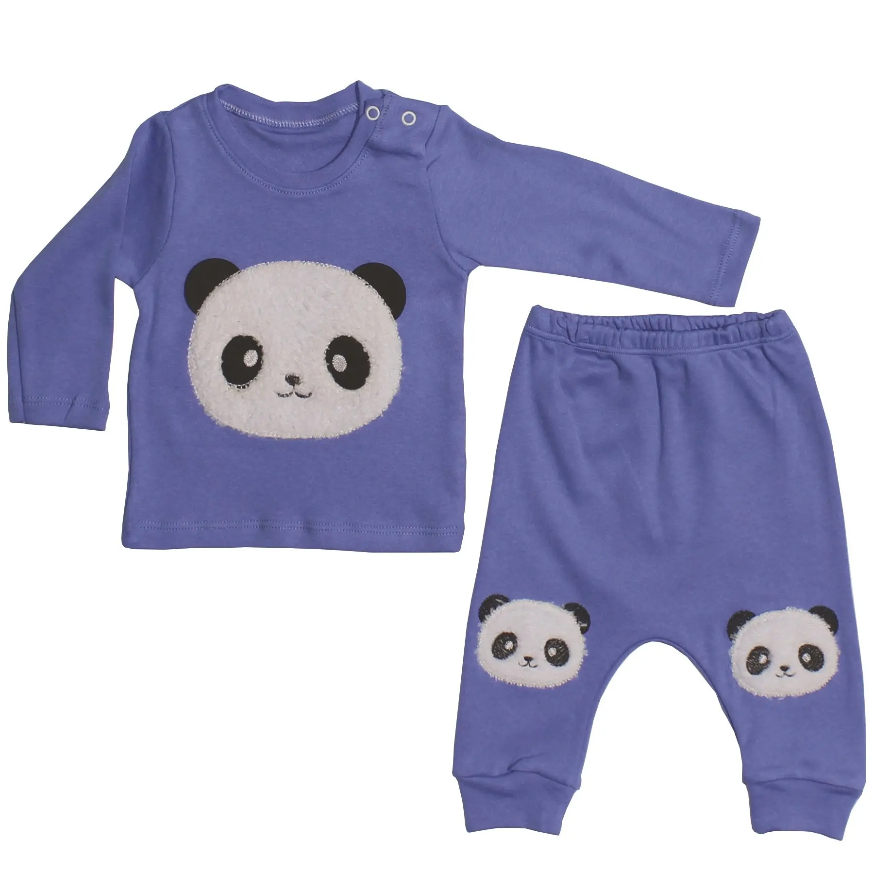 

Embroideried Panda 2'li Blue Baby Boy Suit