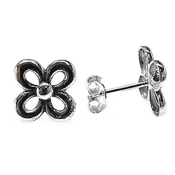 

Sterling silver earrings flower 925m oxidized 10mm. Openwork [AB5356]