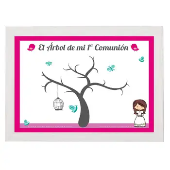 

PICTURE WITH FRAME FOOTPRINTS COMMUNION PINK