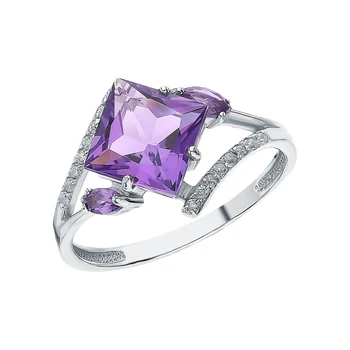 

Silver ring with amethyst and cubic zirconia sunlight sample 925