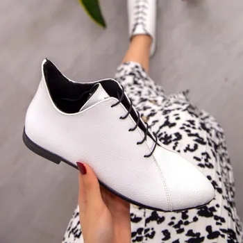 

Aroni White Patent Leather Women 'S Boots, Lace-Up, New Fashion, Elegant, Orthopedic Flat Base, Daily Casual and Comfortable Clothing