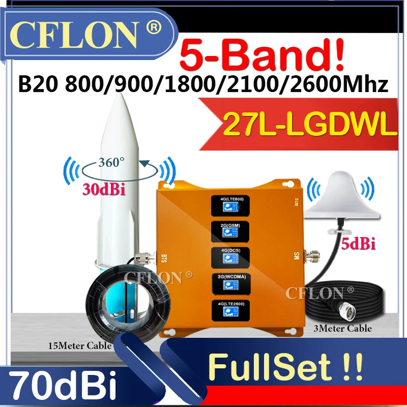 Amplificatore Cellulare A Cinque Bande B20 800 900 1800 2100 2600Mhz 4G Ripetitore Cellulare Ripetitore Gsm 2G3G4G Ripetitore Ripetitore Segnale Dati