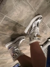 Ankle-Boots Sneakers Warm-Shoes High-Top Women Winter Short Black/sliver LEOSOXS No 