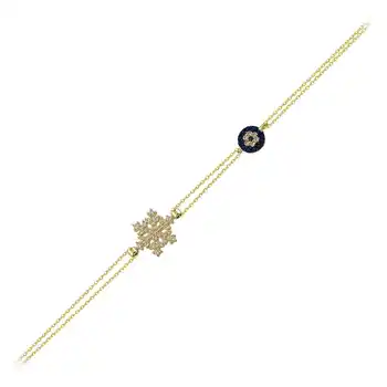 

Evil eye Beaded Snowflake Slim Gold Bracelet 03-410-BL3264