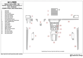 

Interior lining for Saturn Astra 2008-UP. Set L1623.