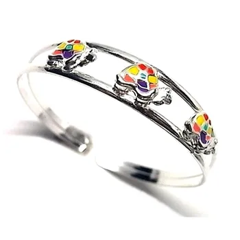 

Bangle Sterling Silver 925m open turtles enameled [AB0555]