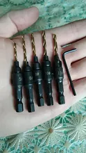 Juego de taladro avellanado, broca de carpintería, piloto con huecos para tornillos, tamaños, herramienta de mano #5 #6 #8 #10 #12, 6 uds.