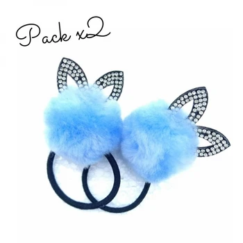 

Teddy bear 2X pompom ears sky blue