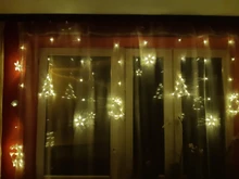 LED Deer Star Moon Curtain Light 220V 110V Christmas Garland String Fairy Lights Outdoor