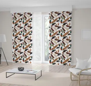 

Curtain Colorful Feathers Exotic Birds Nature Theme in Brown Turquoise Stylish Fun Decorating Artwork Print