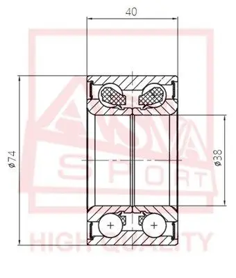 Подшипник ступицы колеса зад(38X74X40) ASVA DAC38740040