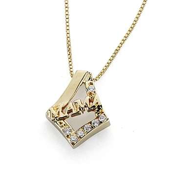 

18k gold pendant mom zircons chain 45cm. [7084]