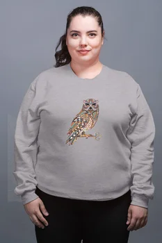 

Angemiel Wear Ethnic Pattern Owl Gray Female Sweatshirt