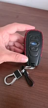 Funda de cuero genuino para coche, llavero con estilo de anillo para Subaru BRZ XV Forester Legacy Outback, carcasa para llaves