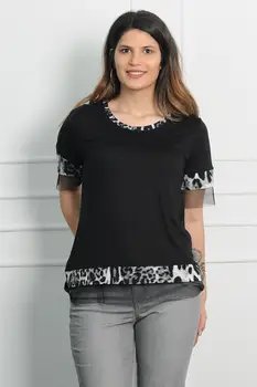 

Sans Textile Women 'S Gray Tulle Detailed Garnili Viscose Blouse 65 N15883
