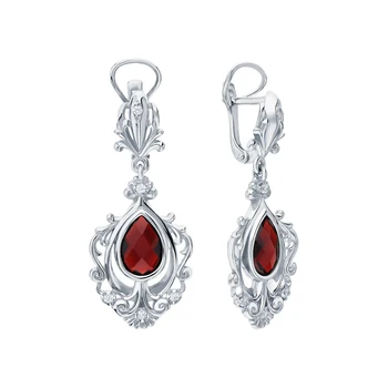 

Silver earrings with cubic zirconia and Garnet sunlight