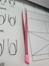 Palo de silicona de acero inoxidable con relieve, pinzas de cabeza recta de presión, lámina adhesiva con diamantes de imitación, 2 cabezales, herramientas de arte de uñas, 1 ud.